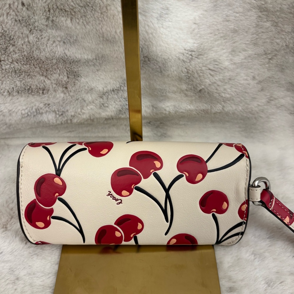 Coach NWOT Cherry Sunglasses Glasses case with clip Leather Silver Hardware - Picture 2 of 9